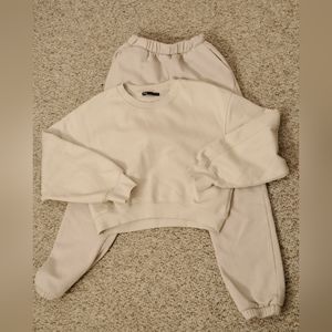 Zara sweat set in oyster white